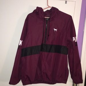 PINK Victoria Secret Maroon Half-Zip Rain Coat